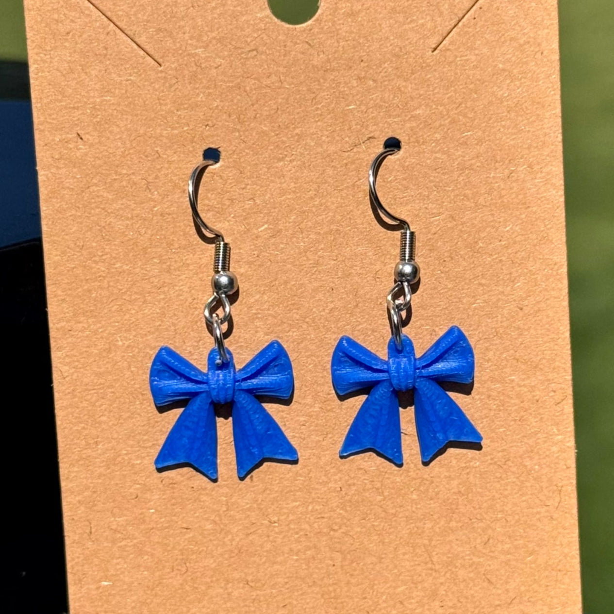 Blue Bow Dangle Earrings