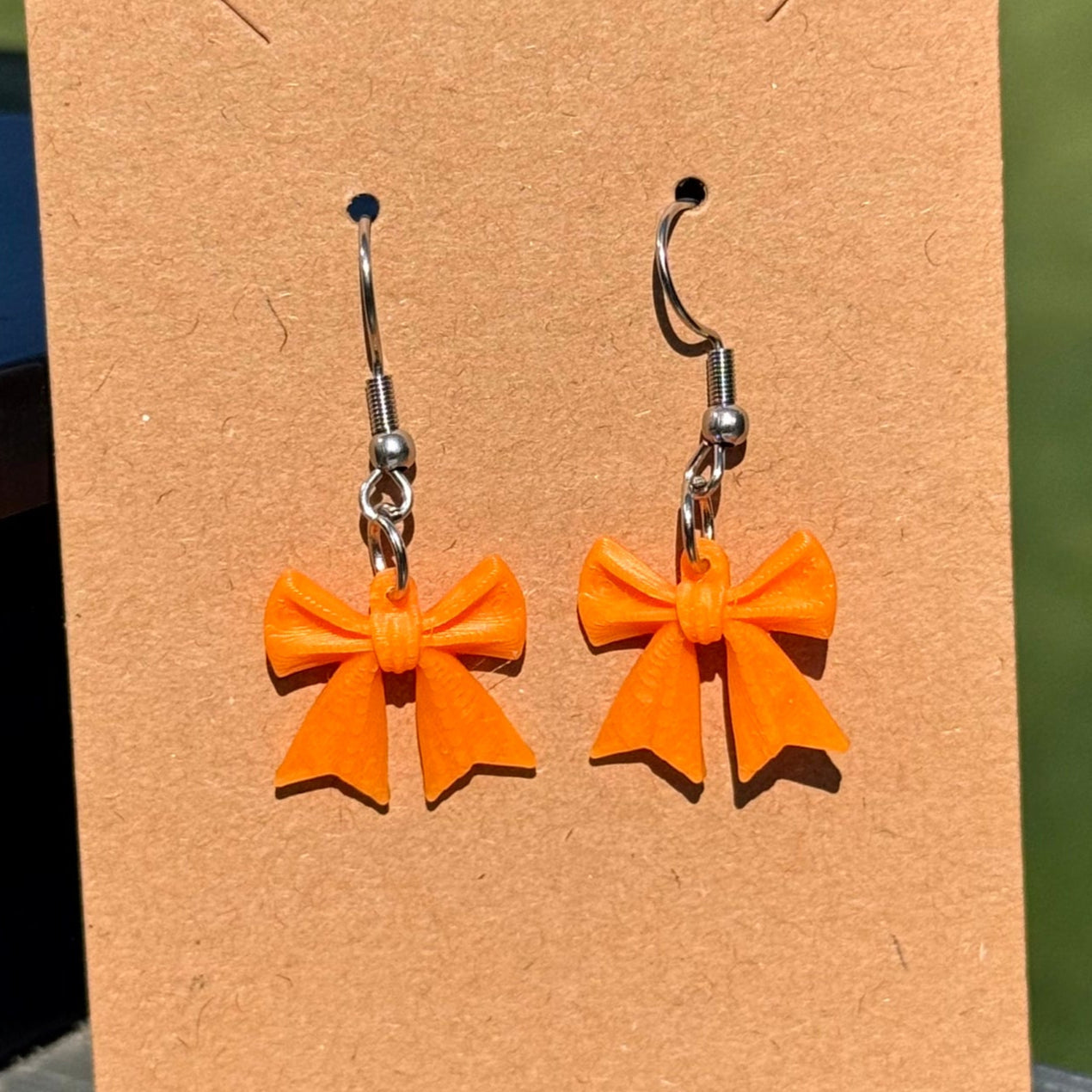 Orange Bow Dangle Earrings