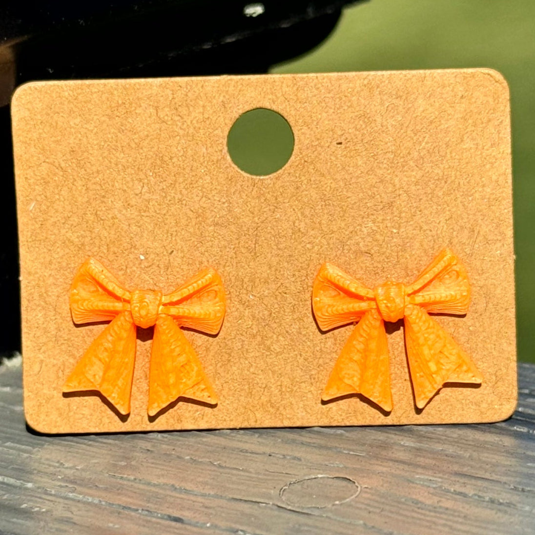 Orange Bow Stud Earrings