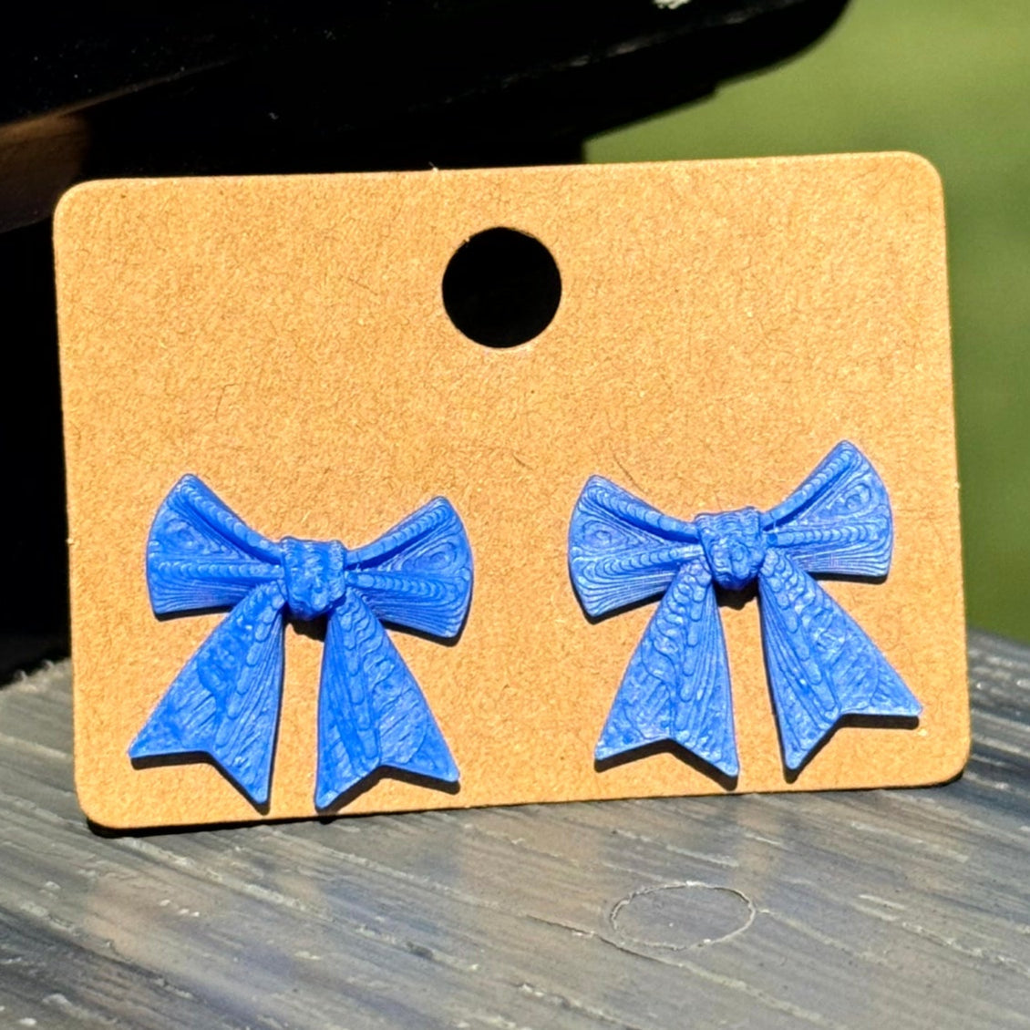 Blue Bow Stud Earrings